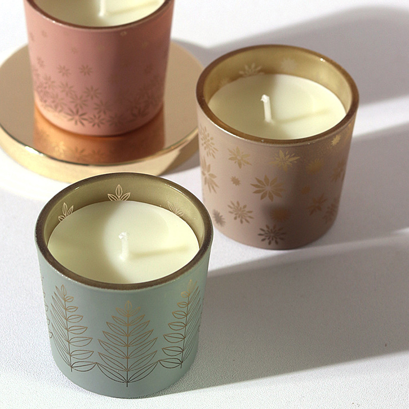 Home Fragrance Jar - Bunte Keramikkerzen, kreativer Heimduft, geschnitzte Glasbecher,