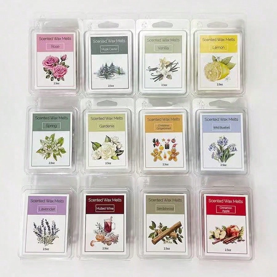 Home Fragrance Vanilla Scented Candle - Duftende Wachsschmelzset, 8 Verschiedene Düfte (Lavendel/Vanille/Rose),