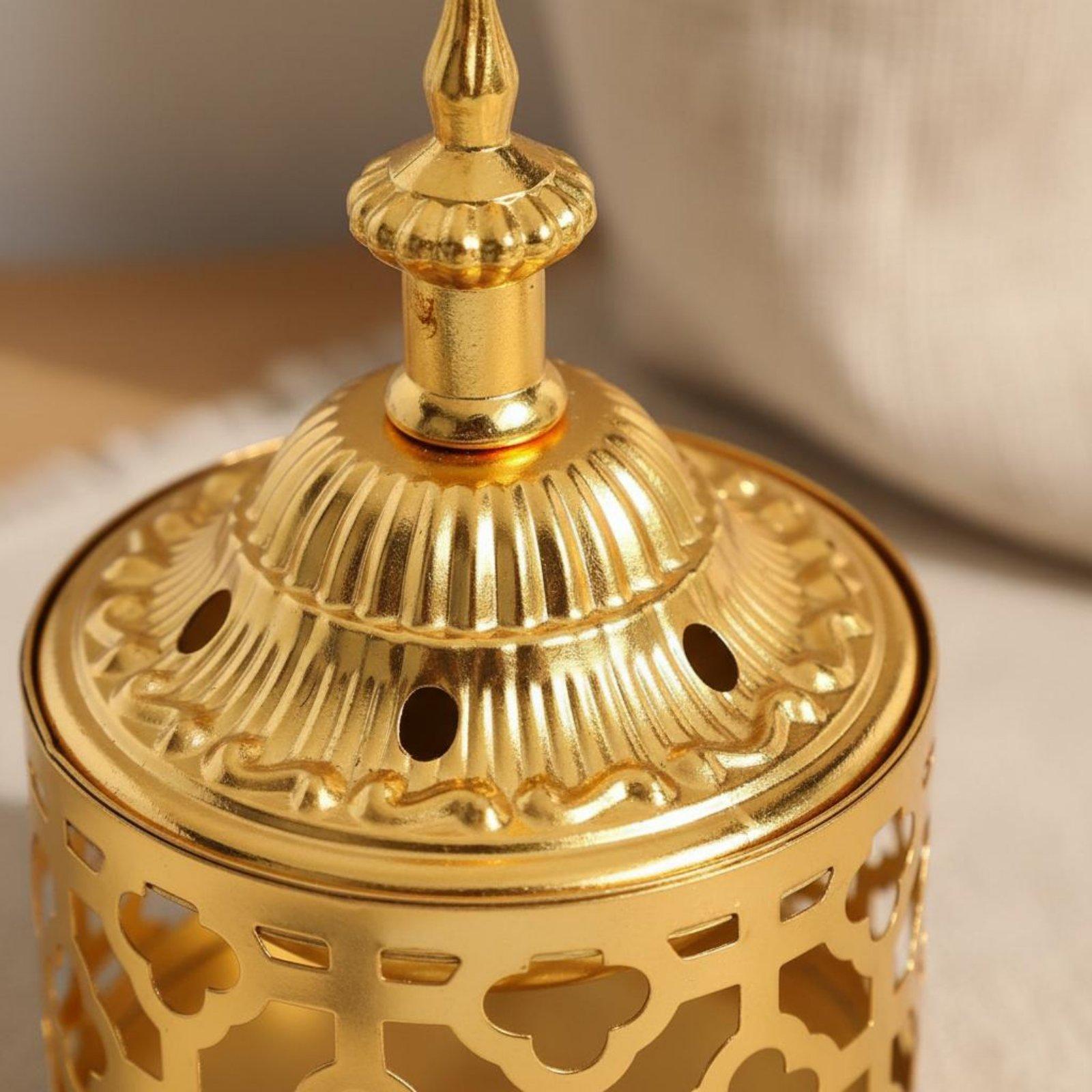 Home Fragrance Scented Candle - Goldener, hohl geschnitzter Räucherhalter für Raumduft,