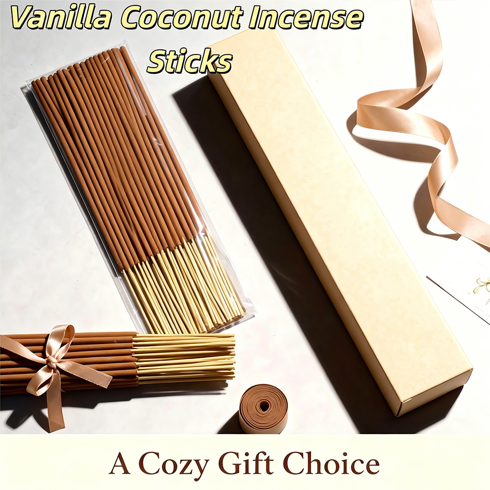 Home Fragrance Vanilla Scented Candle - Vanille-Kokos-Aromatisierte Premium Natürliche Räucherstäbchen, 22cm Lang,